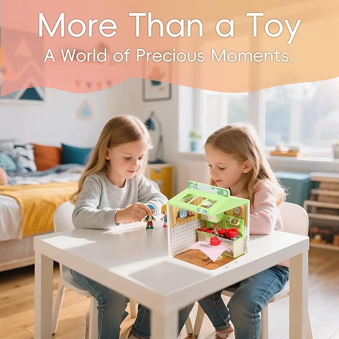 DIY Miniature House Play Kit, Playhouse Toys for Boys and Girls, Home Scene Toys, Suitable for Children Aged 345678, immersive Experience of Life Scenes (Happy Meals Kitchen)