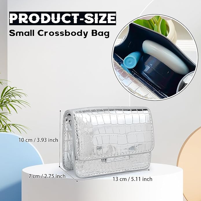 NovaKnot Metallic Mini Crossbody Purse, Evening Clutch Bag with Removable Chain Strap, Small Purse for Women, Not for Phones