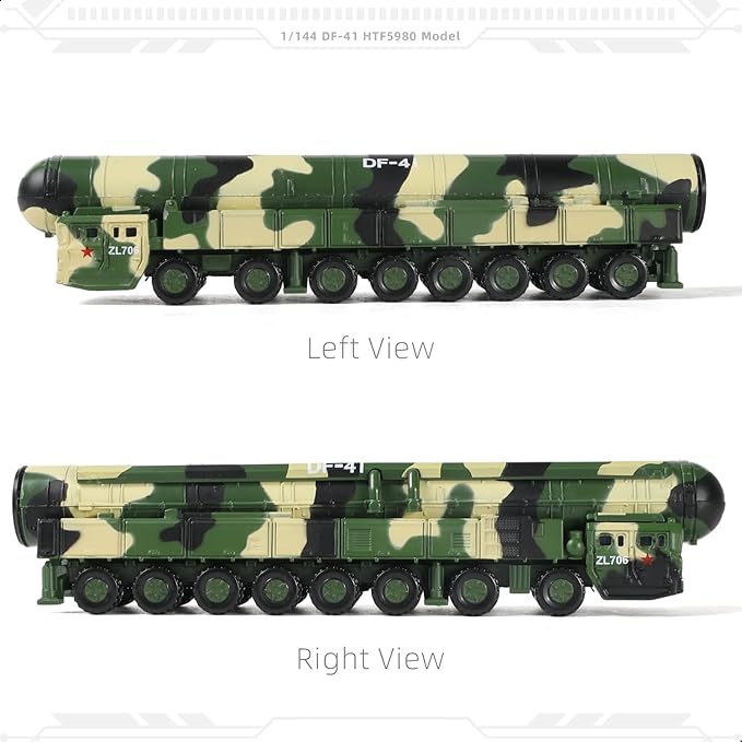 1/144 DF-41 Missile Launcher Car Model Alloy Die-cast Metal Army Military Fighting Vehicle Model Military Enthusiasts Collection or Gift (627205)