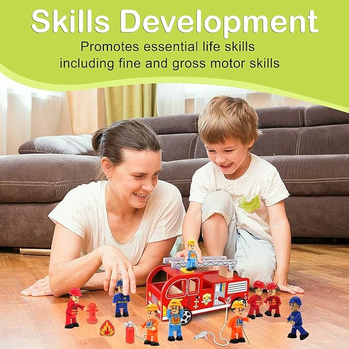 FUNERICA Toy Figures & Playsets - Firefighter, Police, Sanitation, Construction Worker - Play People Figures for Toddlers & Kids - Little People Toy Figurines - Mini People Community Helpers (4-Pack)