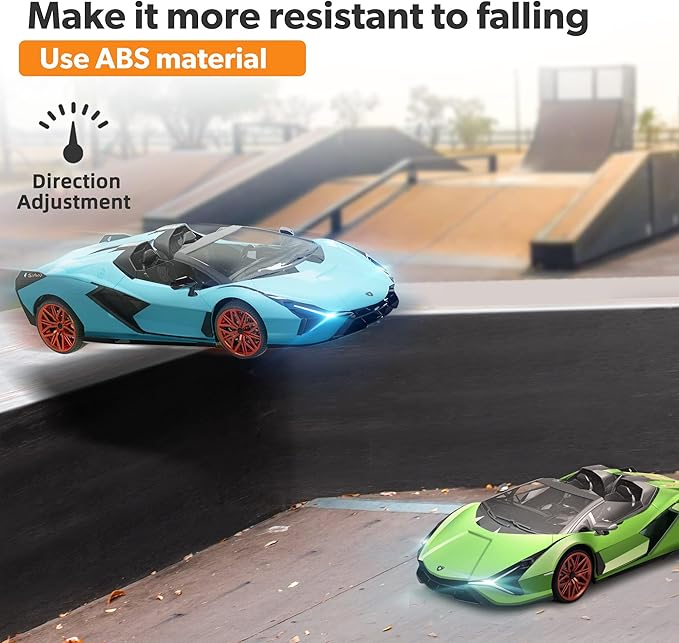 MIEBELY Lamborghini Remote Control Car, 1:12 Scale Lambo Rc Cars 7.4V 900mAh Officially Licensed 12Km/h Fast Toy Car with Led Light 2.4Ghz Model Car for Adults Boys Girls Birthday Ideas Gift - Green