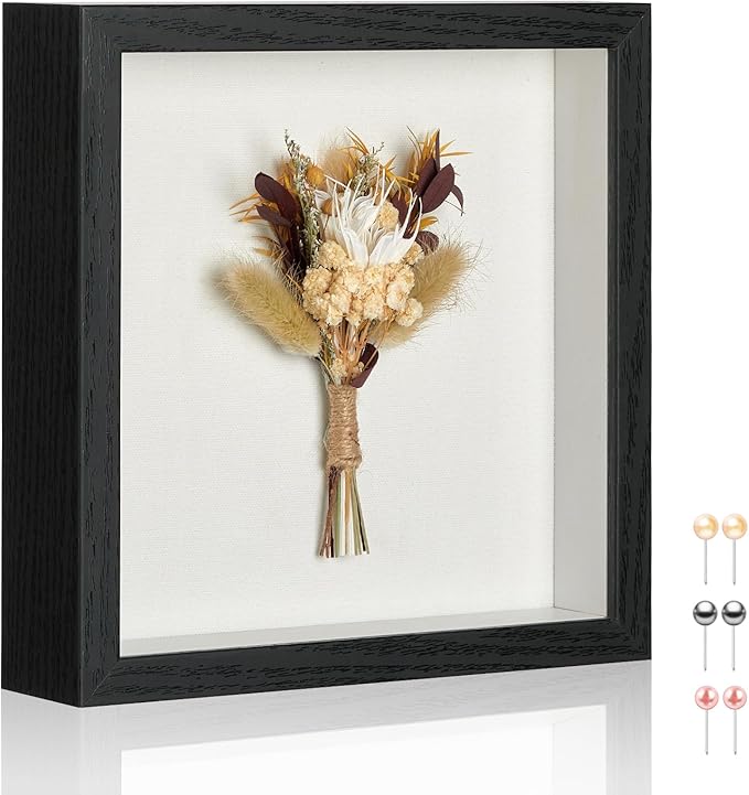 11x11 Shadow Box Picture Frame Display Case with Soft Linen Back-Thickened Panel,Large Black Deep Shadow Box Frame 11x11 for Graduation Flower Medal Pet Photo Craft Memorial Gift