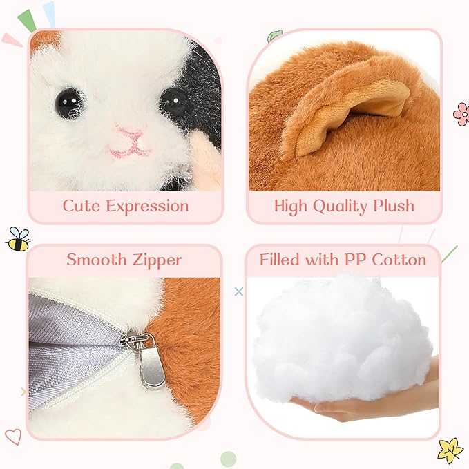 5 Pieces Giant Guinea Pig Stuffed Animal, 19.7" Mommy Hamster Plush with 4 Cute Baby Guinea Pig Plushies in Mother Hamster' s Belly,Christmas Birthday for Girls Boys Kids