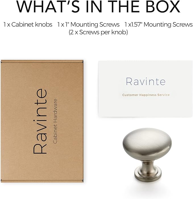 Ravinte 1 Pack Brushed Nickel Round Zinc Cabinet Knobs for Kitchen Bathroom Closet Dresser Cabinets