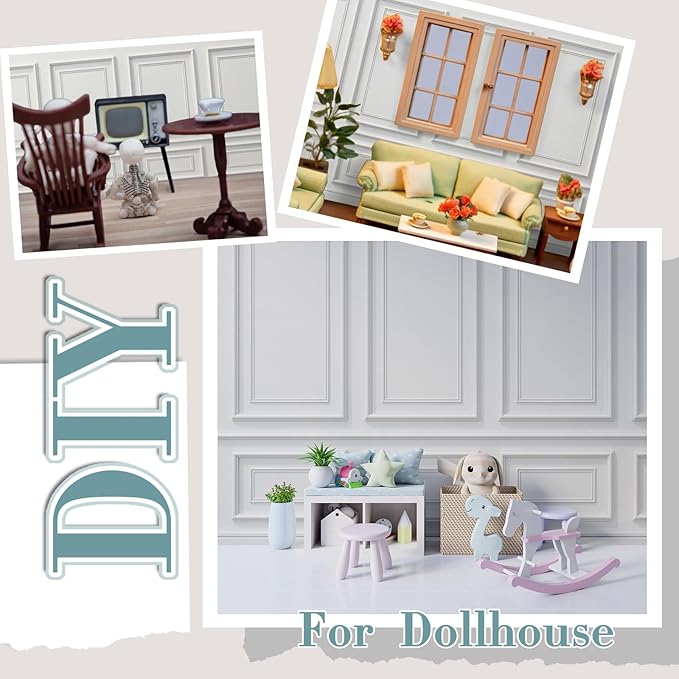 Flutesan 12 Pcs Miniature Dollhouse Wallpaper and Flooring Peel and Stick Mini DIY Self Adhesive Dollhouse Accessories 8.27 x 11.69 Inch (Vintage Artistic)