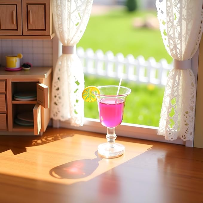 4-Piece 1:12 Scale Mini Bar Set - Hyper-Realistic Resin Wine & Cocktail Bottles for Dollhouse Kitchens, Architectural Models & Photography Props