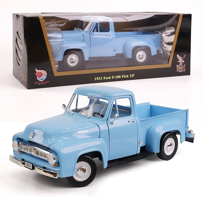 1953 Ford F-100 Pickup Truck 1/18 Scale Die-Cast Metal Model Alloy Collection Cars with Display Case, with Opening Doors, Best Gift for Men, Dad & Kids 14+ Years