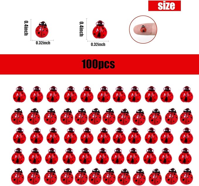 220PCS Mini Ladybug Decor for Dollhouse Resin Tiny Ladybugs for Crafts Micro Miniature Ladybug for Fairy Garden Dollhouse Micro Landscaping Decoration