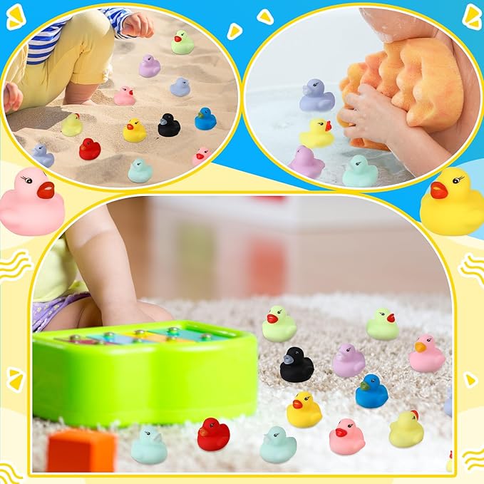 Seematn 600 Pieces Mini Rubber Duck in Bulk Bath Toys Set Bulk Mini Colorful Ducks Baby Shower Toy Birthday Party Decorations Favors Gift Summer Beach Pool Activity Carnival Game