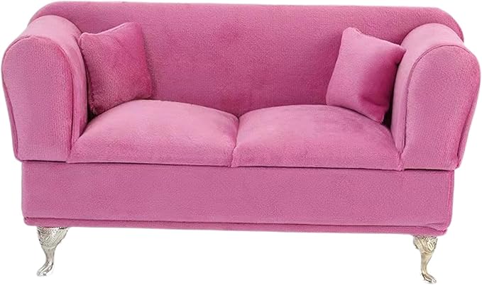 CONCISE 1/6 & 1/12 Scale Miniature Velvet Sofa w/Hidden Jewelry Box for Women 14+ Collectors Ring Earring Necklace Bracelet Trinket Storage - Pink Decor for Display & Dressing Tables