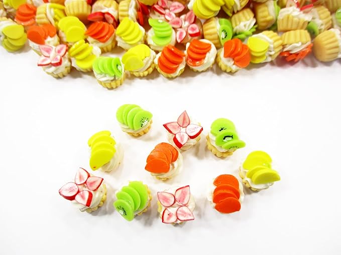 Dolls House Miniature Food Lot 10 Mixed Fruit Cupcakes Bakery Cupcake 4297