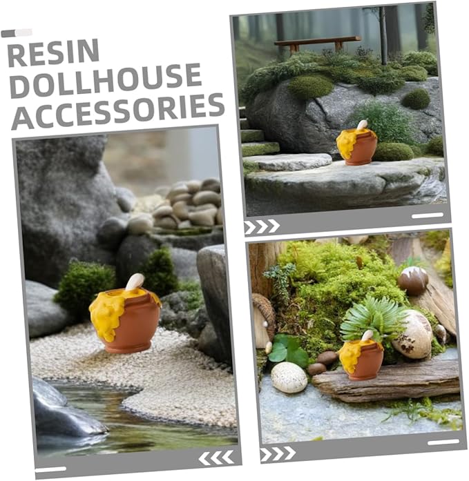 6pcs Miniature Resin Honey Pot Set Adorable Dollhouse Decor for Landscape Decorations Realistic Mini Jars for Creative Scenes and Charming Displays