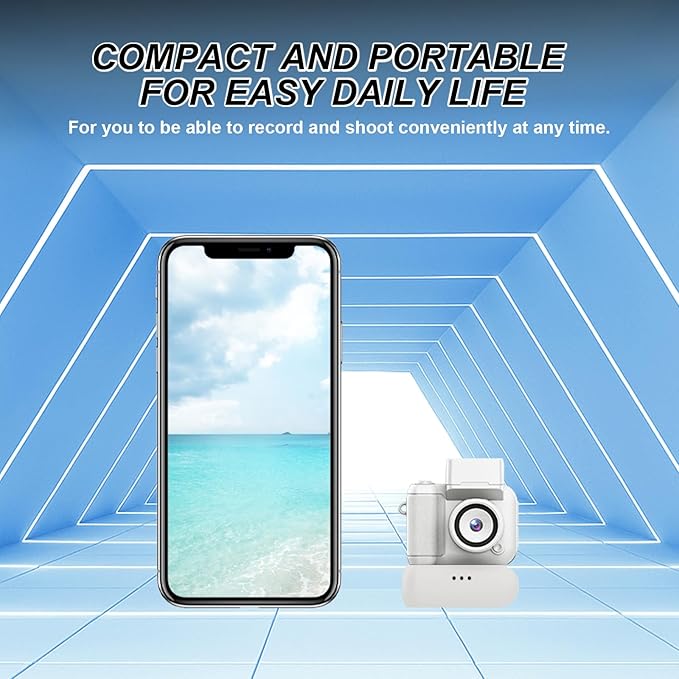 Mini Camera Keychain Mini Retro Camera Cameras Keychain Built-in 32GB Memory Card Best Choice for Travel Vlog Photography Gifts for Girl(White)