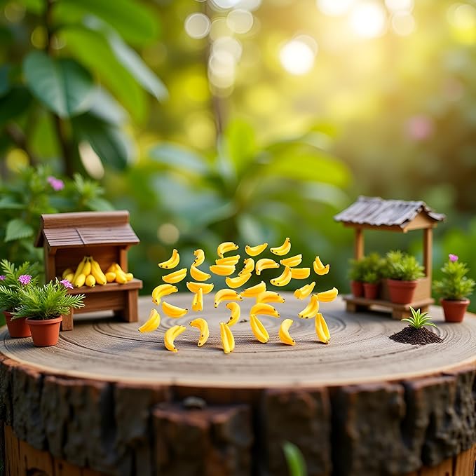 35 Pcs Miniature Bananas 1/12 Scale Banana Models Miniature Fruit Fake Mini Fruits for Mini House Kitchen Fairy Garden Decor，Dollhouse Décor Dollhouse Accessories（Yellow）