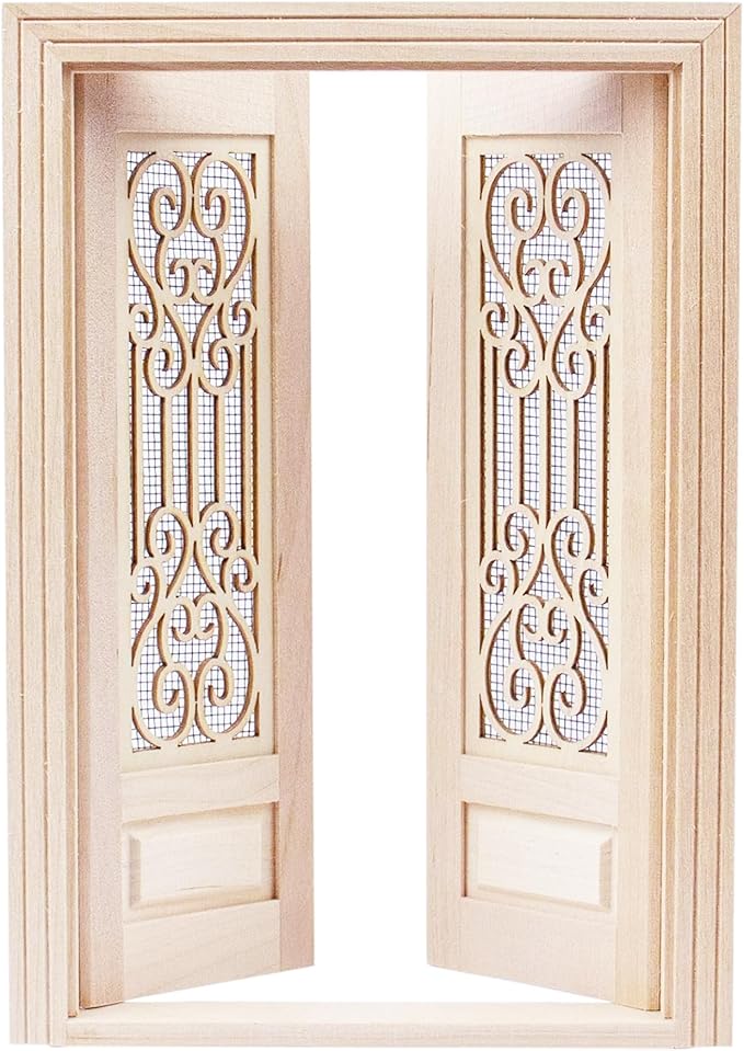 AUEAR, 1:12 Miniature Furniture Unpaint Wooden Doors for DIY Scene Home Craft (2 Horizontal Panel)
