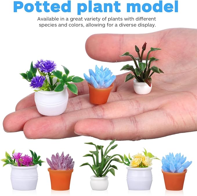 IMIKEYA Miniature Dollhouse Potted Plants: 12pcs Artificial Tiny Flowers & Greenery Ornament Micro Landscape Decor