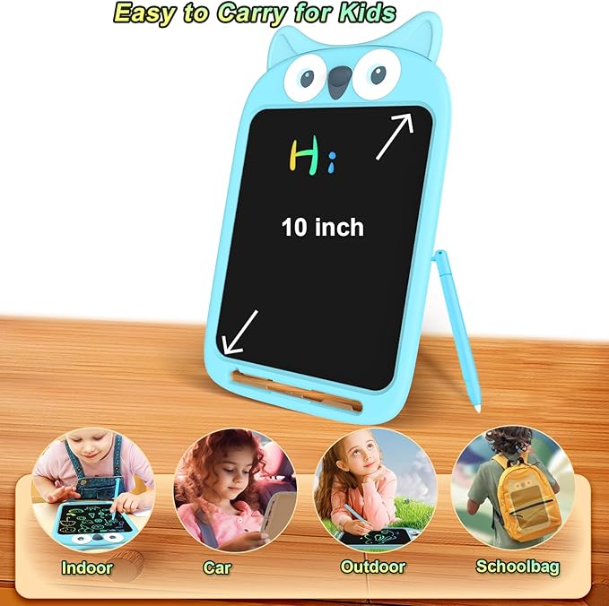 CHAFEGY 10 Inch LCD Writing Tablet, Erasable Doodle Board Toy, Cute Owl Drawing Pad for Kids Ages 2-6 - Educational Christmas Birthday Gift (Owl)