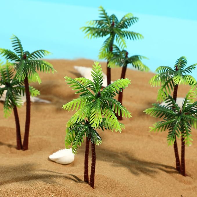 BESPORTBLE Palm Tree Decor Simulation Tree Miniature Tree Landscape Fish Tank Landscaping Plant Tree Prop Model Decoration 5Pcs (Green)