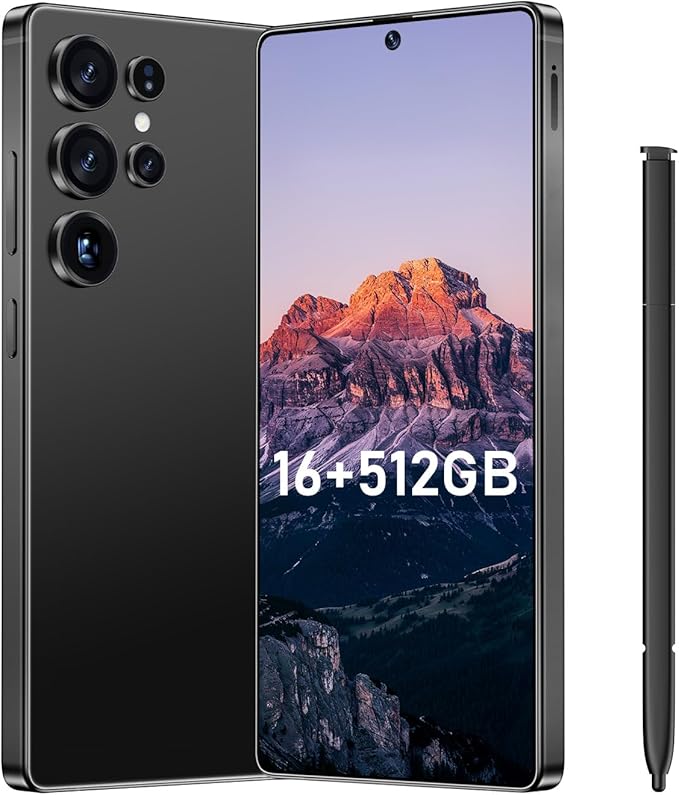 Bnjbmj I25 Ultra Flagship Killer Smartphone - Snapdragon 8 Gen 3, 16GB+512GB, Massive 6.99" FHD+ Display, 108MP+68MP Pro Cam, 7000mAh 2-Day Battery, Android 14, Includes Stylus Pen (Black)