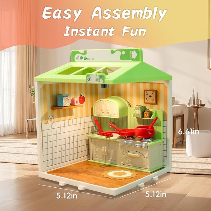 DIY Miniature House Play Kit, Playhouse Toys for Boys and Girls, Home Scene Toys, Suitable for Children Aged 345678, immersive Experience of Life Scenes (Happy Meals Kitchen)