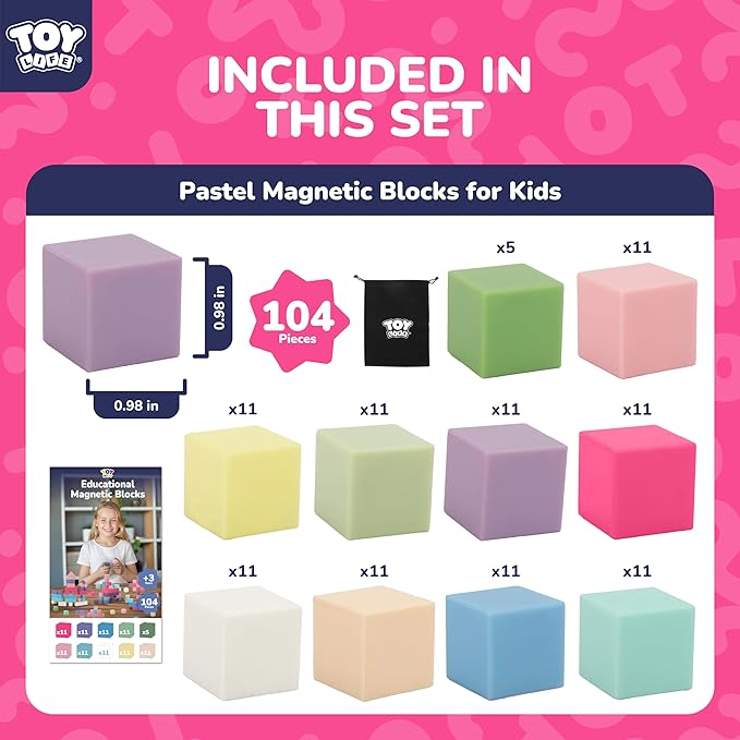 TOY Life 104 Pcs Magnetic Blocks for Kids Ages 3-5, Magnet Building Blocks for Toddlers, Magnetic Blocks for Kids Ages 4-8 Girls & Boys, Educational Learning Building Toys for Age 3 4 5 6 7 8-12