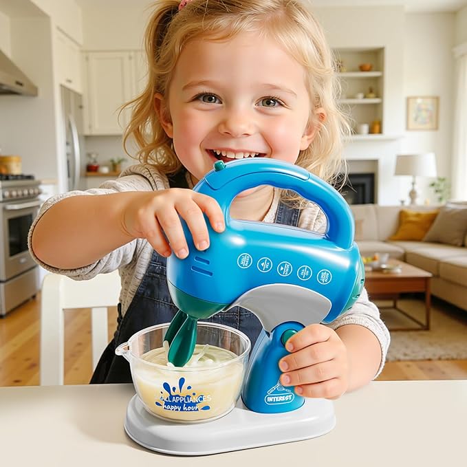 3-in-1 Play Kitchen Appliances Set for Kids, Pretend Play Toys with Blender, Mixers, Water Dispenser, Realistic Sounds & Light, Birthday Gifts for 3-8 Year Old Girl