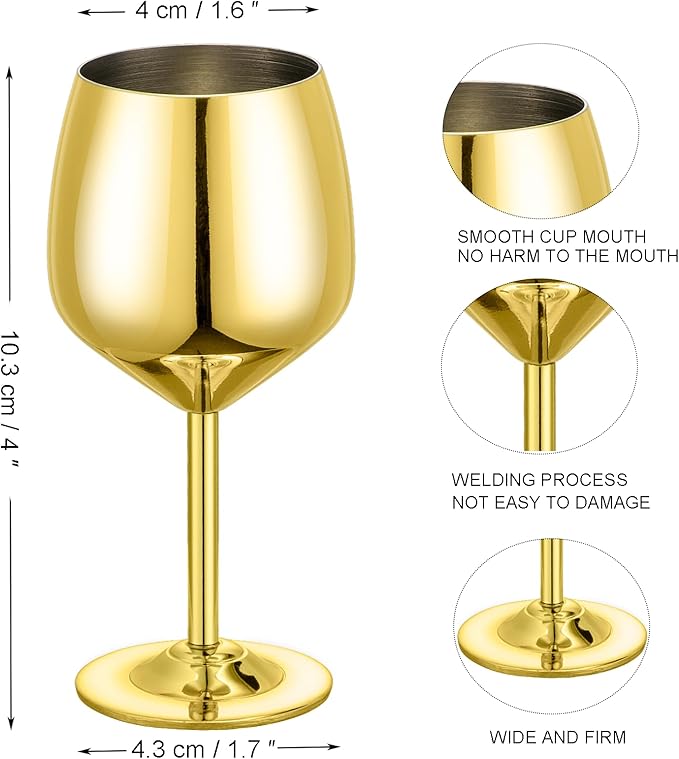 UNISWEET Shot Glasses, 2 oz Shot Glass Set, Stainless Steel Shot Glasses, Mini Wine Glass Perfect for Tasting Brandy,Suitable for party supplies, bar tools, gifts(set of 2) (Gold)