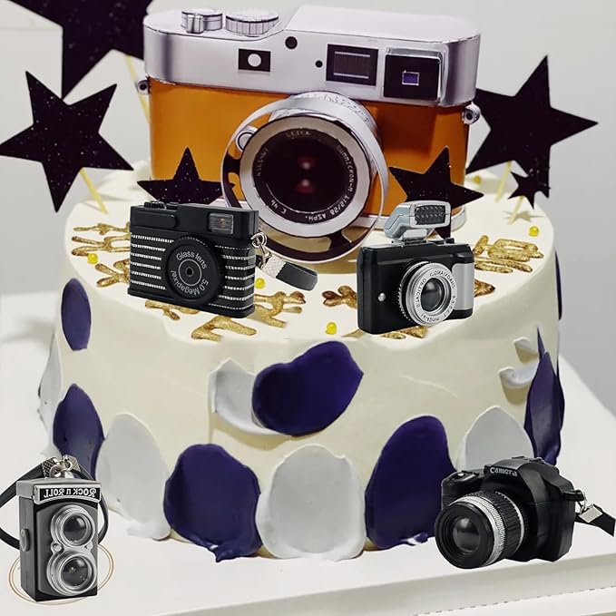 4 Pcs Miniature Camera 1:4 Scale Mini SLR Camera Prop Ornament Vintage Camera Model Mini Decoration Accessories Photography Props