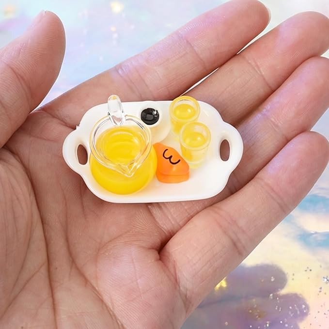 Miniature Food Set, Scene Breakfast Set Mini Kitchen Accessories, 1:12/1:6 Miniature Dollhouse Accessories, Doll House Décor for DIY Birthday Gift