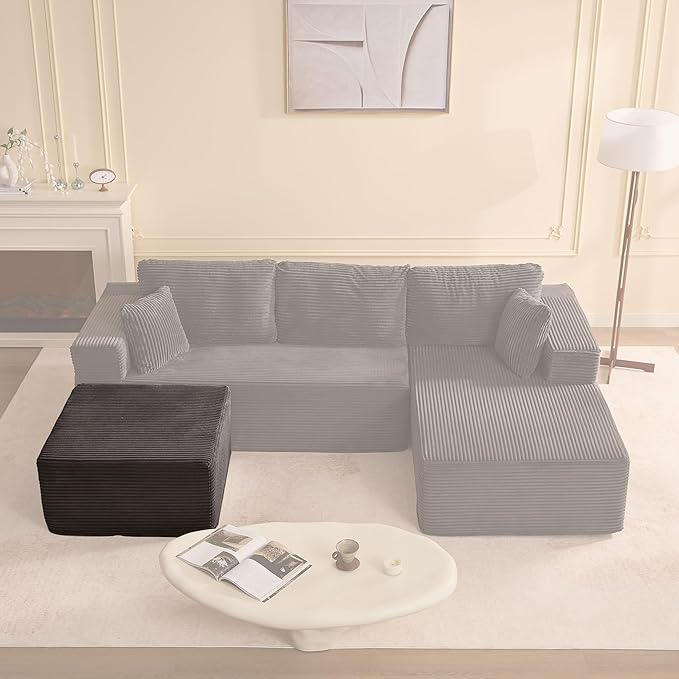 Cozy Square Ottoman, Comfortable Seating, No Assembly Required, Grey