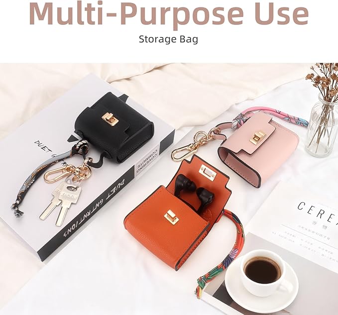 FENHIN Mini Backpack Keychain, Leather Small Coin Purse for Women, Cute Hand Bag Charms with Key Holder & Twist-lock (Pink)