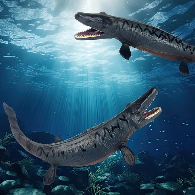 SmilerSmile 9" Solid Sea Animals Educational Toys, Simulation Ocean Shark Sea Creature Toy for Toddlers Kids (Tylosaurus)