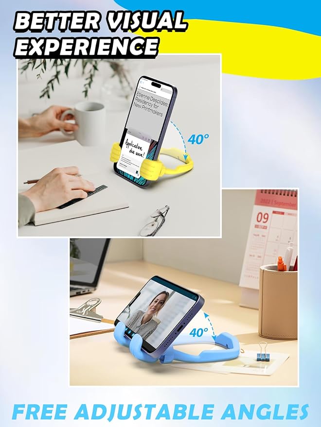 Stocking Stuffers for Teens Girls Boys Adults Cell Phone Stand: UPGRADE Adjustable Thumbs Up Lazy Phone Holder for Desk Cool Gadgets Fun Birthday Gift Ideas for Kids Teenager Women Gifts for Christmas