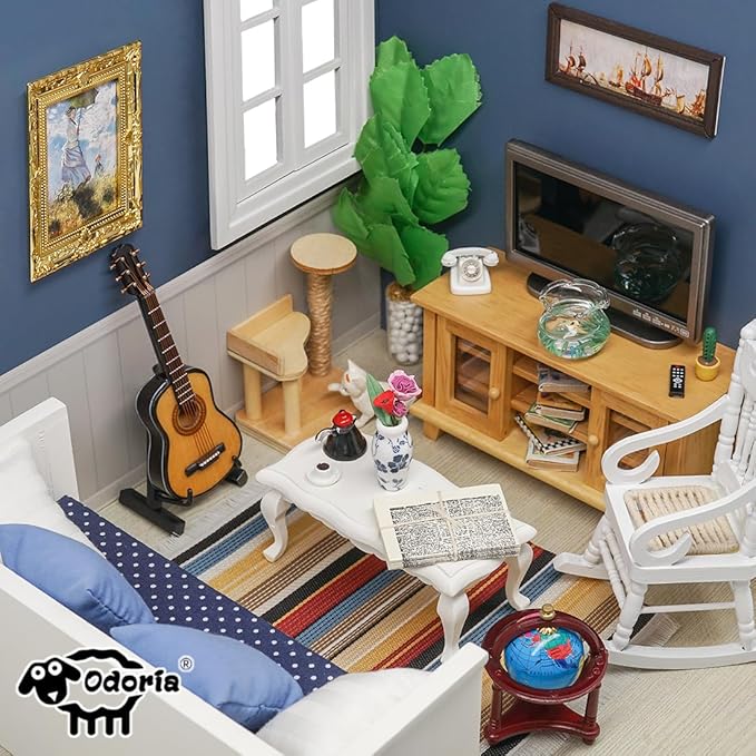 Odoria Dollhouse Bookcase Cabinet Miniature: 1/12 Scale Storage Shelves for Modern Living Room Office - Mini Sideboard Wooden Furniture - Tiny Wall Cube Open Rack Stackable White