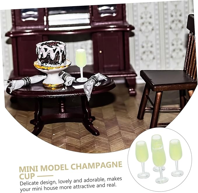 Housoutil 5sets Dollhouse Flutes Doll House Accessories Mini Wine Glasses Dollhouse Accessories Miniature Goblet Cups Bottles Mini Wine Cups Mini Cups Prop Miniature Cups Resin 4pcs*5