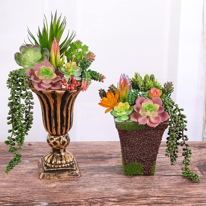 COTSEN 18 Pack Artificial Succulents Realistic Textured Fake Succulents Unpotted Artificial Cactus Plant Suitable for Garden Home Office Greening and Decoration