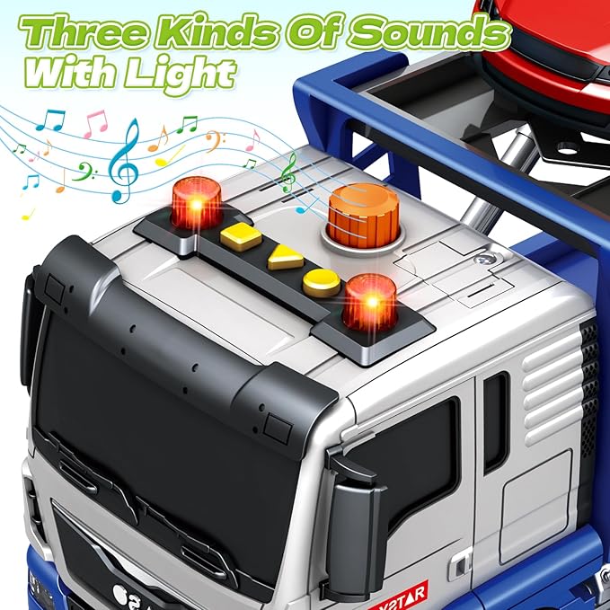 Kids Toys for 3 4 5 6 7 8 Years Old Boys, Transport Cars Carrier with Racing Car with Lights, Sounds, Toddler Friction Powered Truck Vehicle Toy for Boys Girls Christmas Birthday Gifts