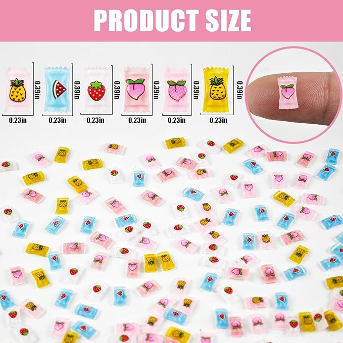 200 PCS Mini Resin Candy Figures for Crafts Tiny Resin Snack Miniature Things for Dollhouse Fairy Garden Micro Landscaping Decoration Cake Toppers Decor