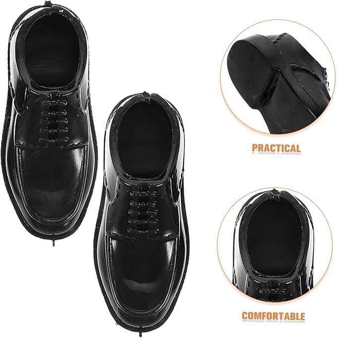TOYANDONA 10pairs Miniature Black Shoes for Dolls Elegant Prince Style Dress up Shoes for Scale Male Dolls for Dollhouse Decor and Micro Landscape Ornaments