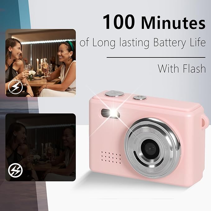 Mini Keychain Camera, FHD 1080p Mini Digital Camera with 32GB SD Card, 0.96" HD Display, 100 Mins Battery Life for Travel Recording Birthday Gifts (Modern, Pink1)