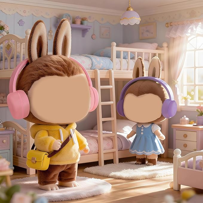 Olyre Doll Headphones for Dolls, Fits 17cm(6.69") Height Trendy Dolls or 1/6 BJDs, Miniature Headset Costume/Clothing Accessory (Doll Not Included) (White)