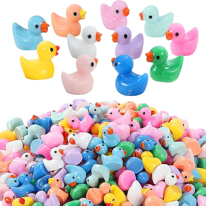 220 Pieces Mini Resin Ducks Tiny Duck for Garden Micro Landscape Ornament Dollhouse Prank Christmas Falloween Birthday Party Favors DIY Decoration Craft (11 Colors)
