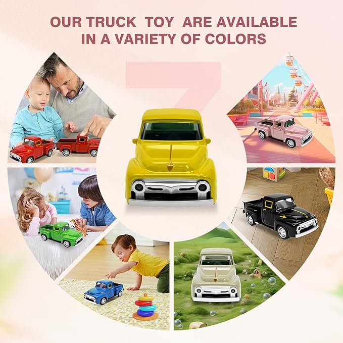 Little Yellow Truck Toy for Toddlers 2 3 4 5 6 7 8 Year Old Boys Girls,1:32 Alloy Toddlers Car Toy Driveable,Car Door Can Open,Toy Trucks for Kids Easter Christmas Birthday Gifts