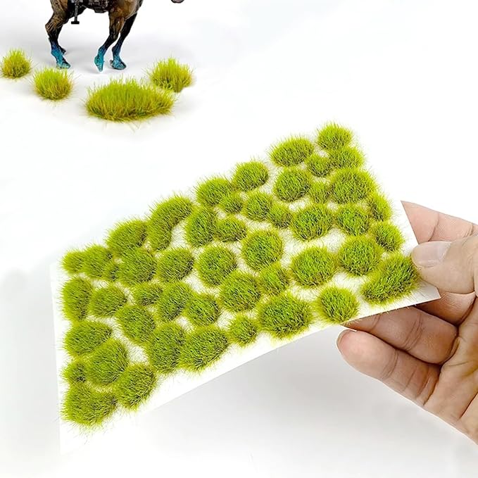 Woohome 78 PCS Static Grass Tuft 2 Size Model Grass Tufts Green Miniature Grass Tuft Railway Artificial Grass Terrain Kit for DIY Model Railway Fairy Garden Diorama Scenery
