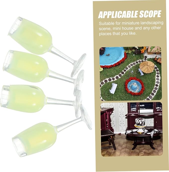 Housoutil 4sets Dollhouse Flutes Cup Bottles Mini Doll House Decor Miniature Doll House Accessories Resin 4pcs*4