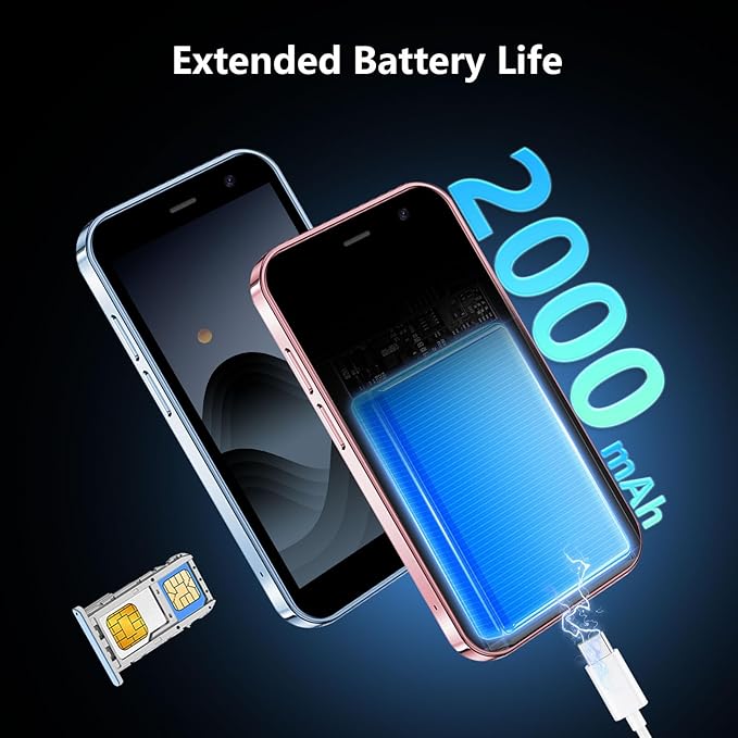 Mini Smartphone 4G Mini Phone for Kids 2000mAh Battery World's Smallest 3.0'' Touch Screen Mobile Phone Cell Phone with Dual SIM Quad Core Face ID GPS for Girls & Boys 2GB+16GB Black