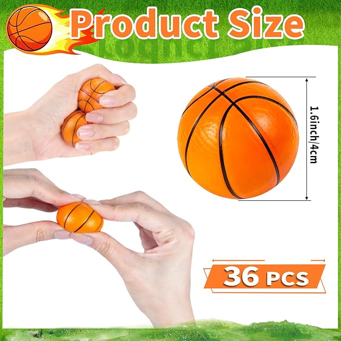 36 Pcs Mini Foam Basketballs for Kids Adults Party Favors,Small Stress Balls Basketballs Bulk Toys Goodie Bag Stuffers Classroom Prizes Party Decorations