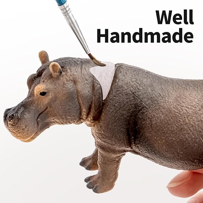 4PCS Hippo Safari Zoo Animals Figurines Toys, Plastic Animals Figures Toy for Kids Includes Solid Hippopotamus and Cubs, Birthday Gift Party Favors Cake Toppers for Boys Girls