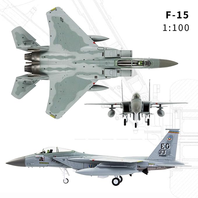 Lose Fun Park 1：100 F-15 Eagle Fighter Diecast Metal Fighter Military Planes Model Aircraft Model Airplane for Collection