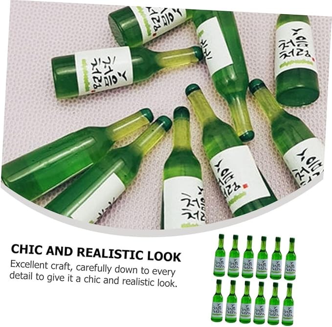COOLHIYA 12pcs Miniature Korean Rice Wine Bottles Dollhouse Accessories Mini House Decor Props for Photography Micro Landscape with Delicate Design and Lightweight Craftsmanship